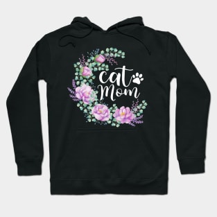 Cat mom watercolor floral Design Hoodie